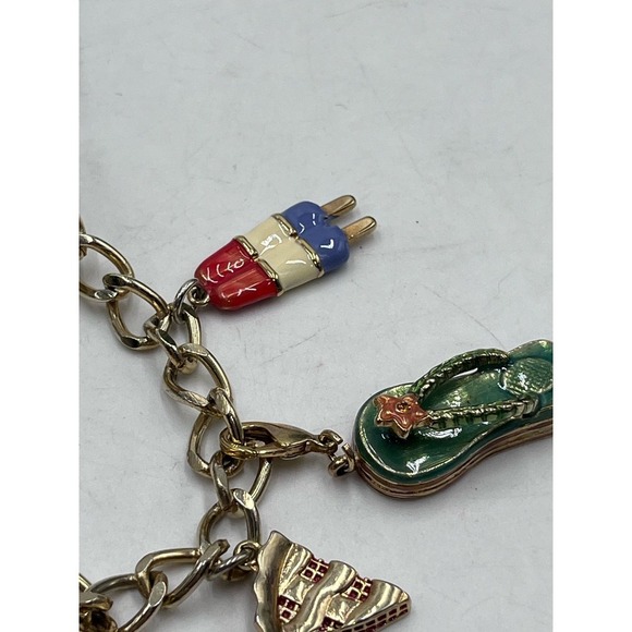 Monet Vintage Signed Gold‎ Tone Summertime Sweets Charms Bracelet - Picture 4 of 13